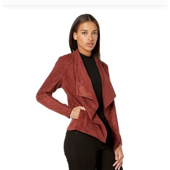 Bb Dakota womens Drape Front Pre Faux Suede Jacket Cherrywood size medium new - Picture 5 of 14
